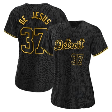 Black Authentic Enmanuel De Jesus Women's Detroit Tigers Snake Skin City Jersey