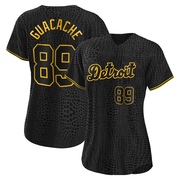 Black Authentic Xiomer Guacache Women's Detroit Tigers Snake Skin City Jersey