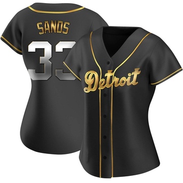 Black Golden Replica Donny Sands Women's Detroit Tigers Alternate Jersey
