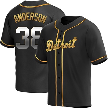 Black Golden Replica Drew Anderson Youth Detroit Tigers Alternate Jersey