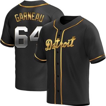 Black Golden Replica Dustin Garneau Men's Detroit Tigers Alternate Jersey