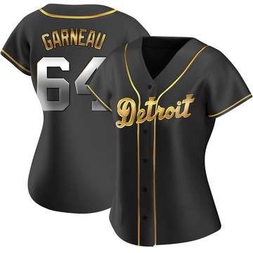 Black Golden Replica Dustin Garneau Women's Detroit Tigers Alternate Jersey