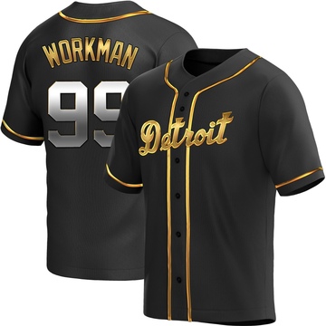 Black Golden Replica Gage Workman Youth Detroit Tigers Alternate Jersey