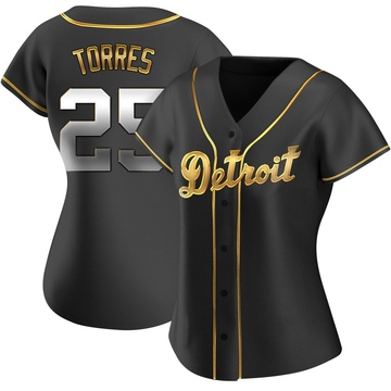 Black Golden Replica Gleyber Torres Women's Detroit Tigers Alternate Jersey