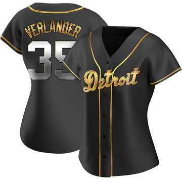Black Golden Replica Justin Verlander Women's Detroit Tigers Alternate Jersey
