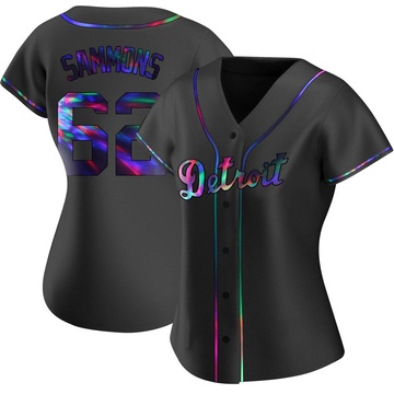 Black Holographic Replica Bryan Sammons Women's Detroit Tigers Alternate Jersey