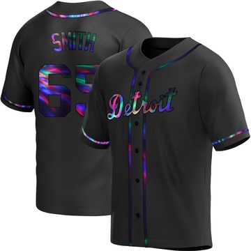 Black Holographic Replica Burch Smith Men's Detroit Tigers Alternate Jersey