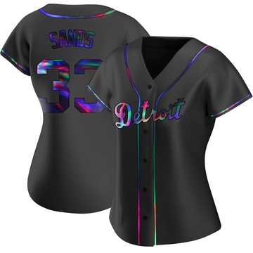 Black Holographic Replica Donny Sands Women's Detroit Tigers Alternate Jersey