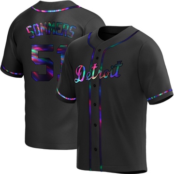 Black Holographic Replica Drew Sommers Men's Detroit Tigers Alternate Jersey