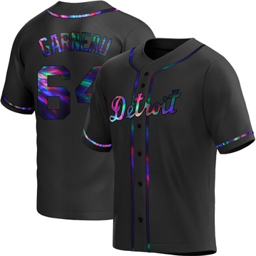 Black Holographic Replica Dustin Garneau Men's Detroit Tigers Alternate Jersey