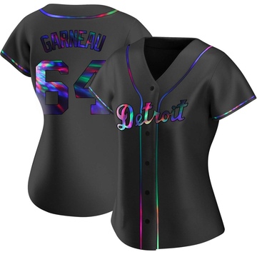 Black Holographic Replica Dustin Garneau Women's Detroit Tigers Alternate Jersey