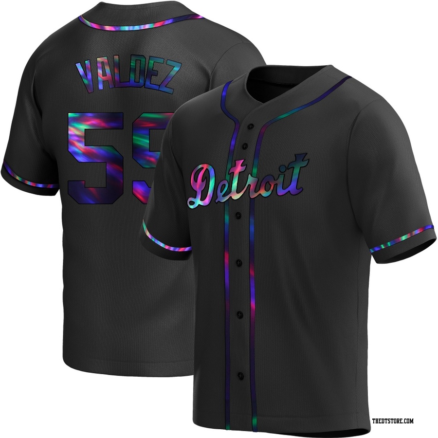 Black Holographic Replica Framber Valdez Men's Detroit Tigers Alternate Jersey