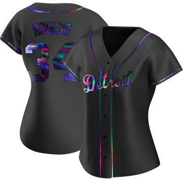 Black Holographic Replica Jake Rogers Women's Detroit Tigers Alternate Jersey
