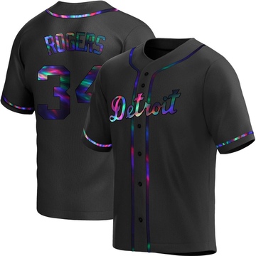 Black Holographic Replica Jake Rogers Youth Detroit Tigers Alternate Jersey