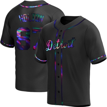 Black Holographic Replica Tyler Holton Men's Detroit Tigers Alternate Jersey