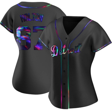 Black Holographic Replica Tyler Holton Women's Detroit Tigers Alternate Jersey