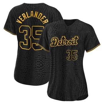 Black Replica Justin Verlander Women's Detroit Tigers Snake Skin City Jersey