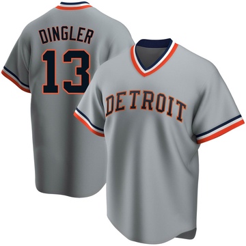 Gray Replica Dillon Dingler Men's Detroit Tigers Road Cooperstown Collection Jersey