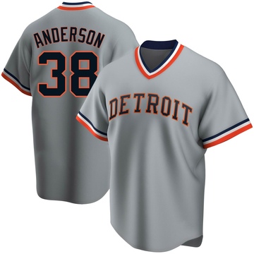 Gray Replica Drew Anderson Men's Detroit Tigers Road Cooperstown Collection Jersey