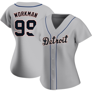 Gray Replica Gage Workman Women's Detroit Tigers Road Jersey