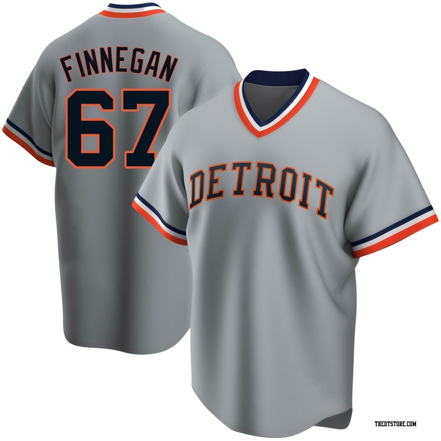 Gray Replica Kyle Finnegan Youth Detroit Tigers Road Cooperstown Collection Jersey