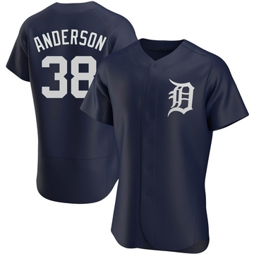 Navy Authentic Drew Anderson Men's Detroit Tigers Alternate Jersey
