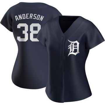 Navy Authentic Drew Anderson Women's Detroit Tigers Alternate Jersey
