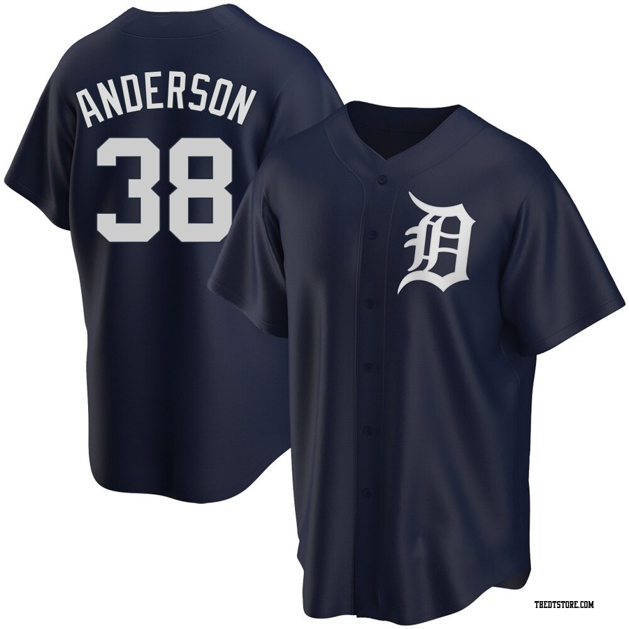 Navy Replica Drew Anderson Men's Detroit Tigers Alternate Jersey