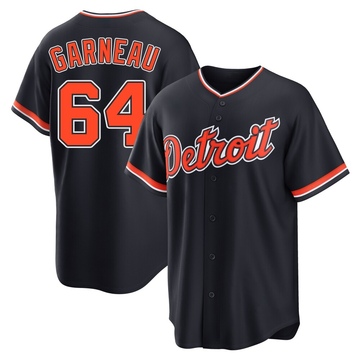 Navy Replica Dustin Garneau Men's Detroit Tigers Alternate 2nd Jersey