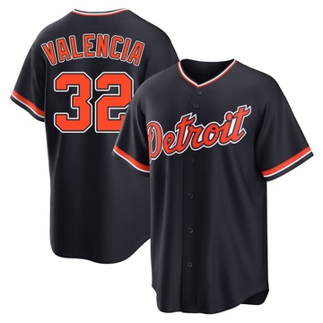Navy Replica Eduardo Valencia Men's Detroit Tigers Alternate 2nd Jersey