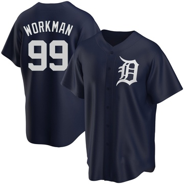 Navy Replica Gage Workman Men's Detroit Tigers Alternate Jersey