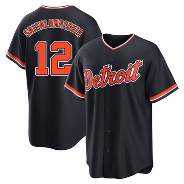 Navy Replica Jarrod Saltalamacchia Youth Detroit Tigers Alternate 2nd Jersey