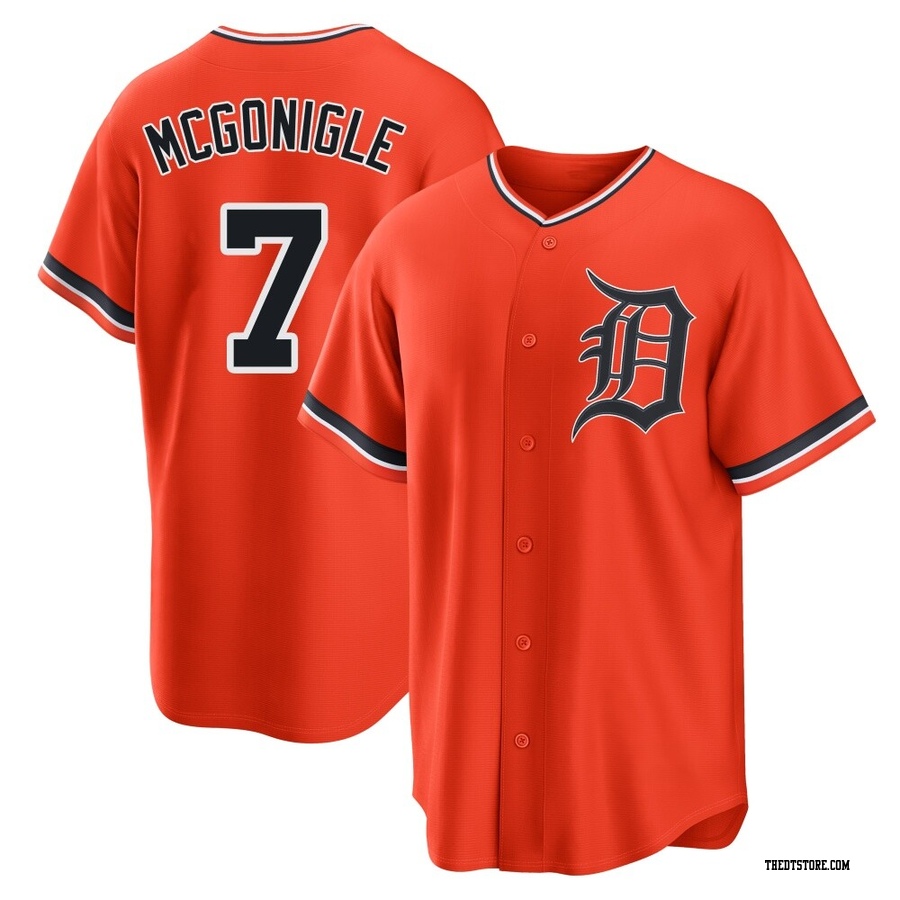 Orange Replica Kevin McGonigle Men's Detroit Tigers Alternate Jersey
