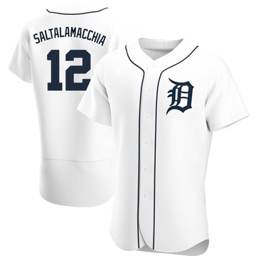 White Authentic Jarrod Saltalamacchia Men's Detroit Tigers Home Jersey