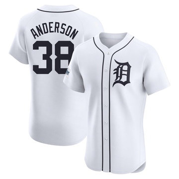 White Elite Drew Anderson Men's Detroit Tigers Home Patch Jersey
