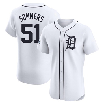 White Elite Drew Sommers Men's Detroit Tigers Home Patch Jersey