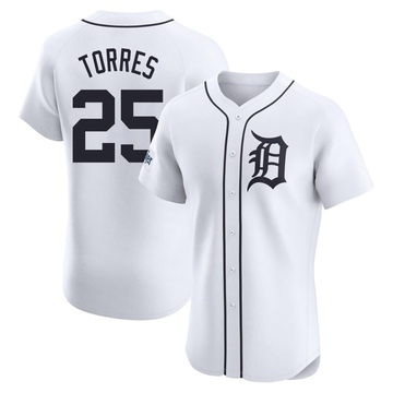 White Elite Gleyber Torres Men's Detroit Tigers Home Patch Jersey