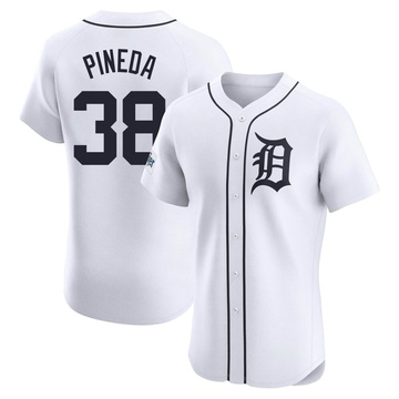 White Elite Michael Pineda Men's Detroit Tigers Home Patch Jersey