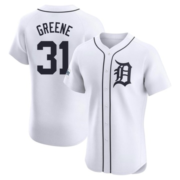 White Elite Riley Greene Men's Detroit Tigers Home Patch Jersey