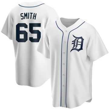 White Replica Burch Smith Men's Detroit Tigers Home Jersey