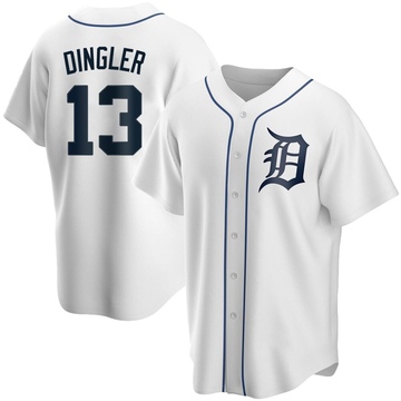 White Replica Dillon Dingler Men's Detroit Tigers Home Jersey