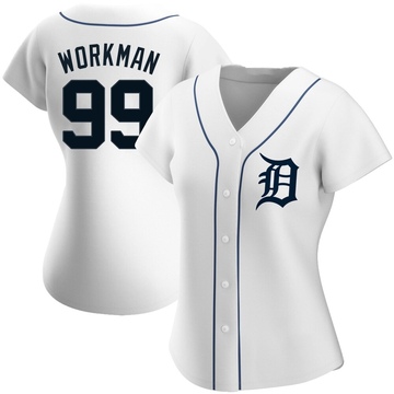White Replica Gage Workman Women's Detroit Tigers Home Jersey