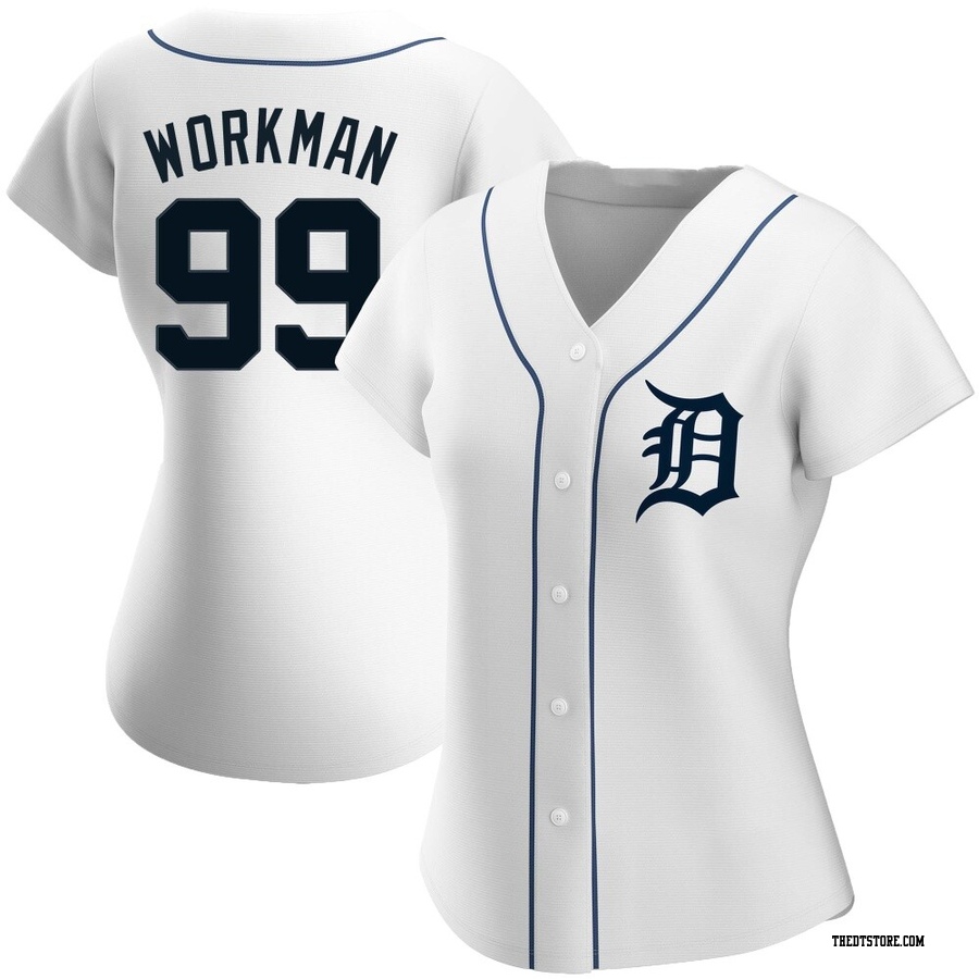 White Replica Gage Workman Women's Detroit Tigers Home Jersey