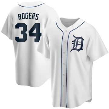 White Replica Jake Rogers Men's Detroit Tigers Home Jersey
