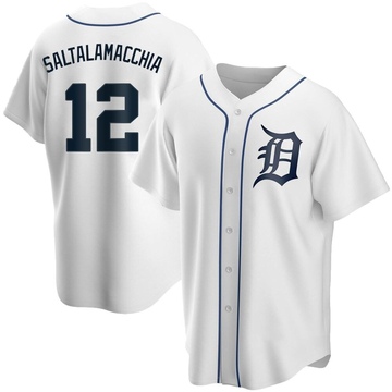 White Replica Jarrod Saltalamacchia Men's Detroit Tigers Home Jersey